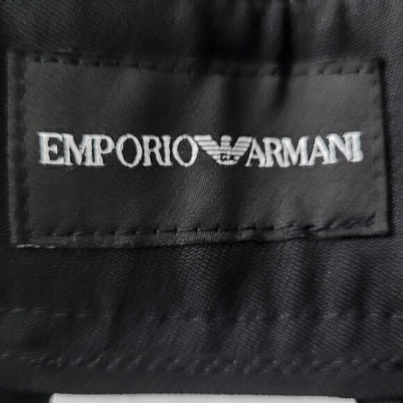 NWT Emporio Armani Black Virgin Wool Pleated Front Straight Leg Trouser Pants - Picture 11 of 14
